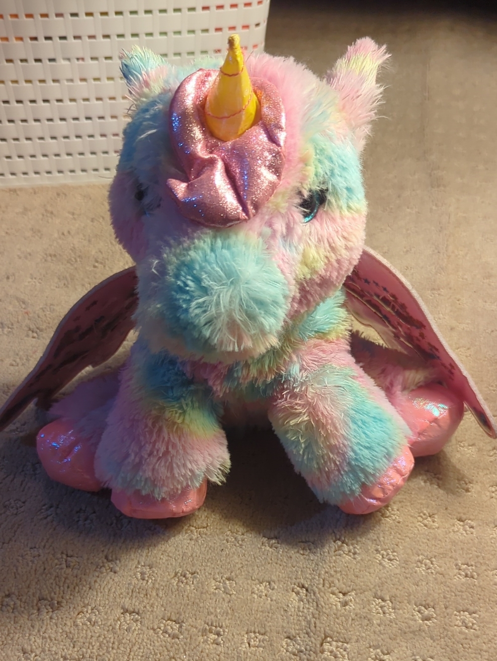 Plush Rainbow Unicorn Stuffed Animal with Pink Barbie Unicorn plush